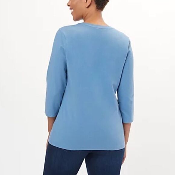 Denim & Co. Essentials Perfect V-Neck 3/4-Sleeve Top - Picture 2 of 5